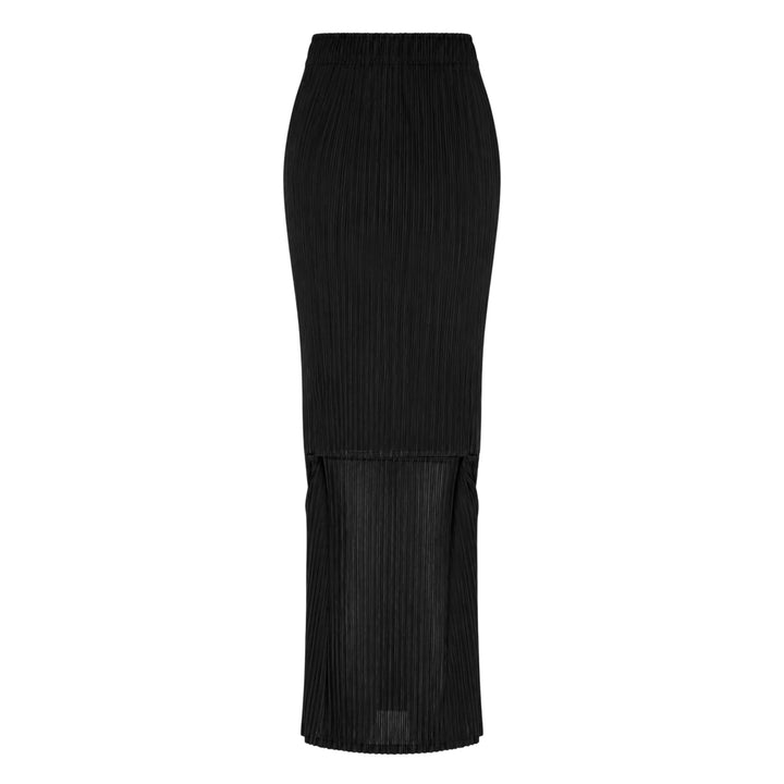 Sheer Slit Pleated Skirt