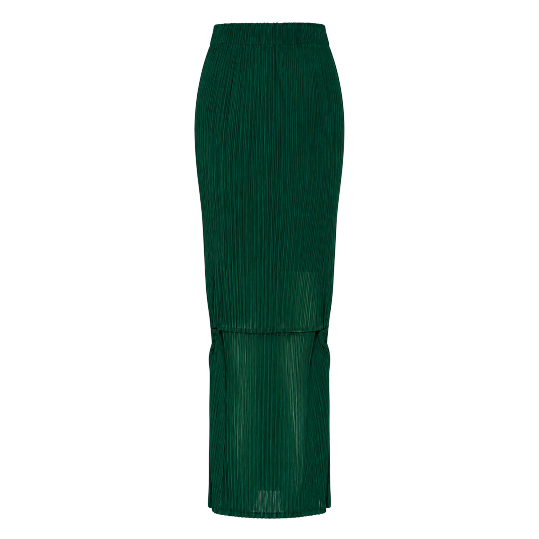 Sheer Slit Pleated Skirt