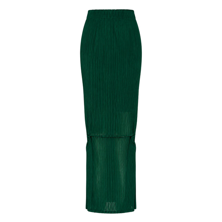 Sheer Slit Pleated Skirt