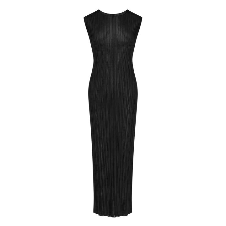 Sheer Slit Pleated Dress