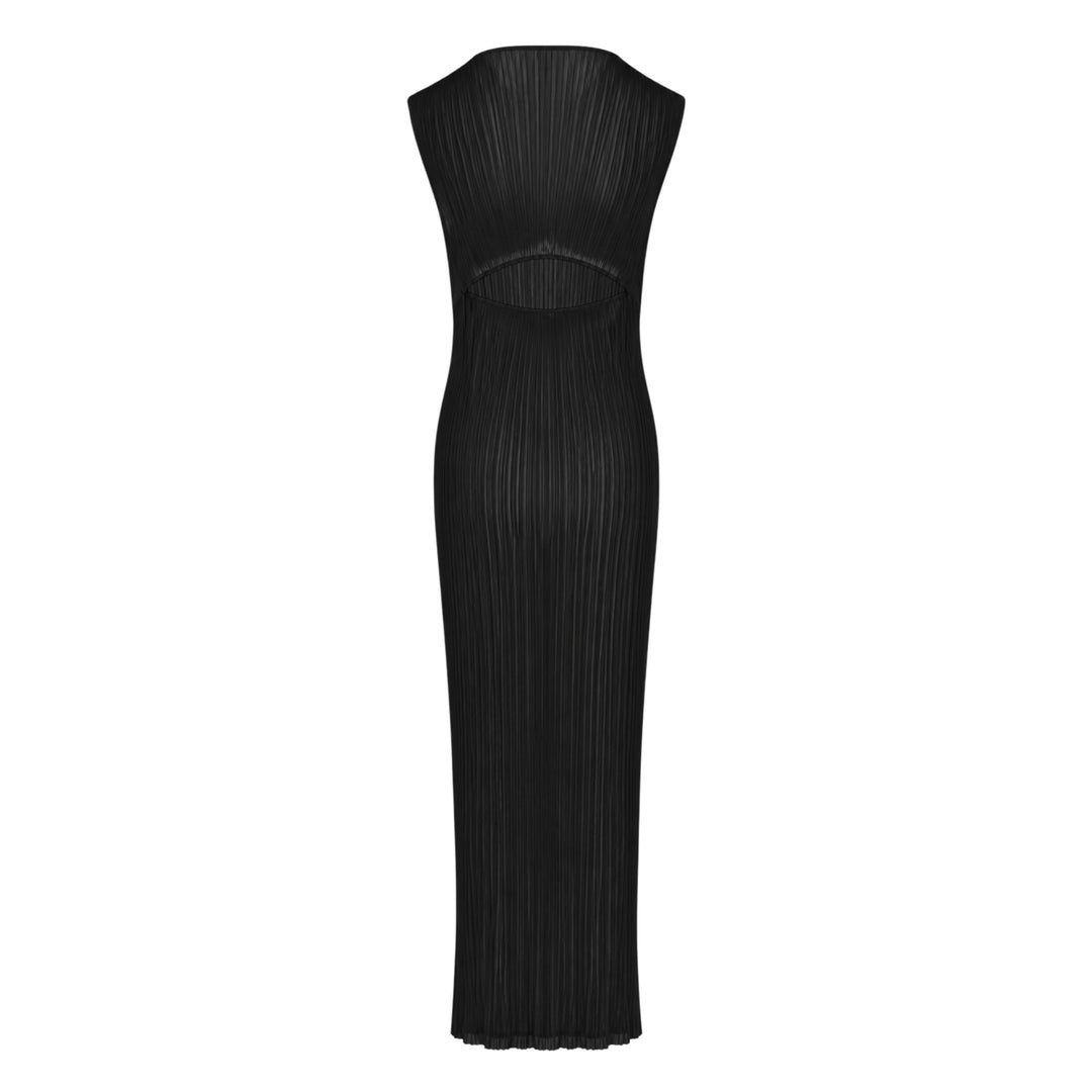 Sheer Slit Pleated Dress