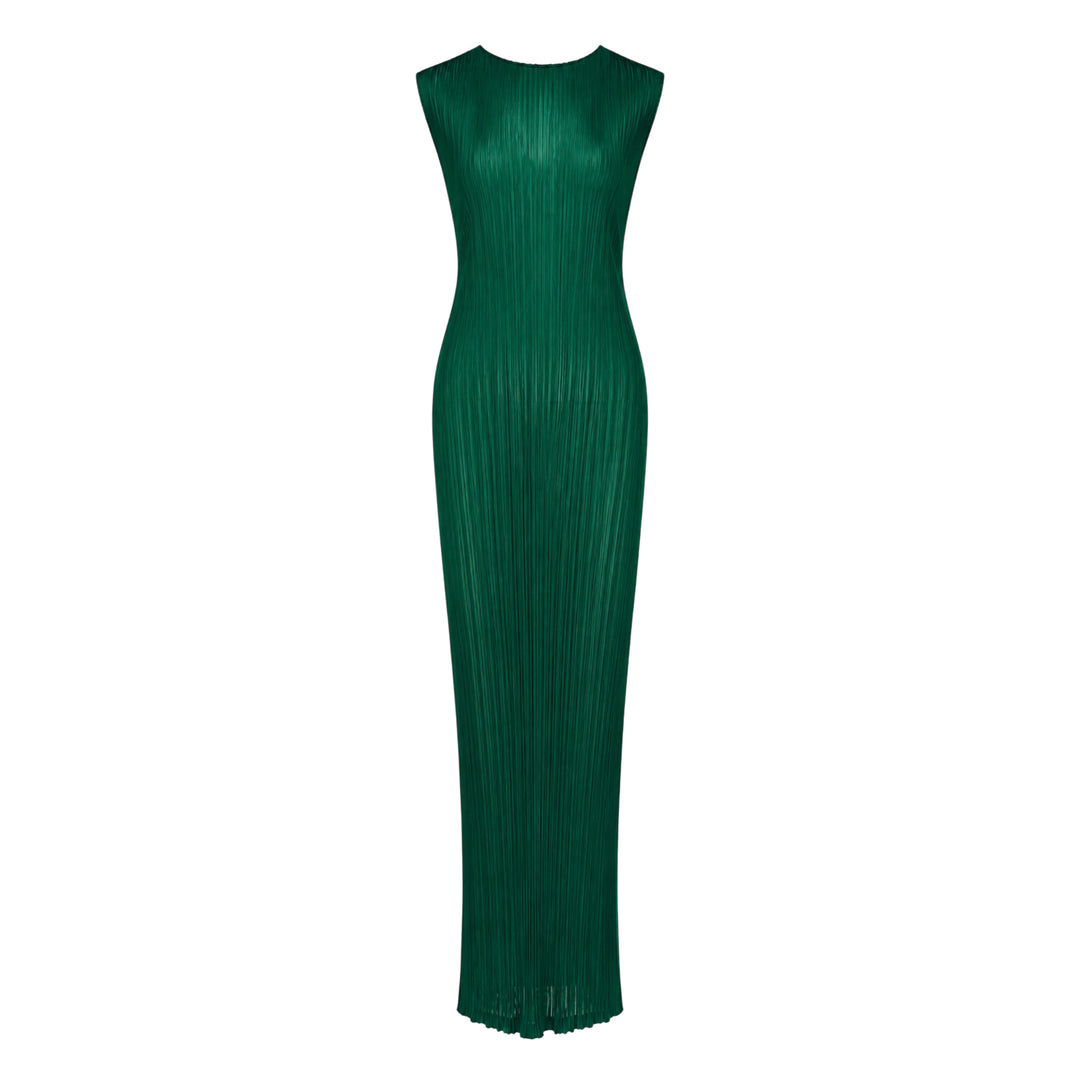 Sheer Slit Pleated Dress
