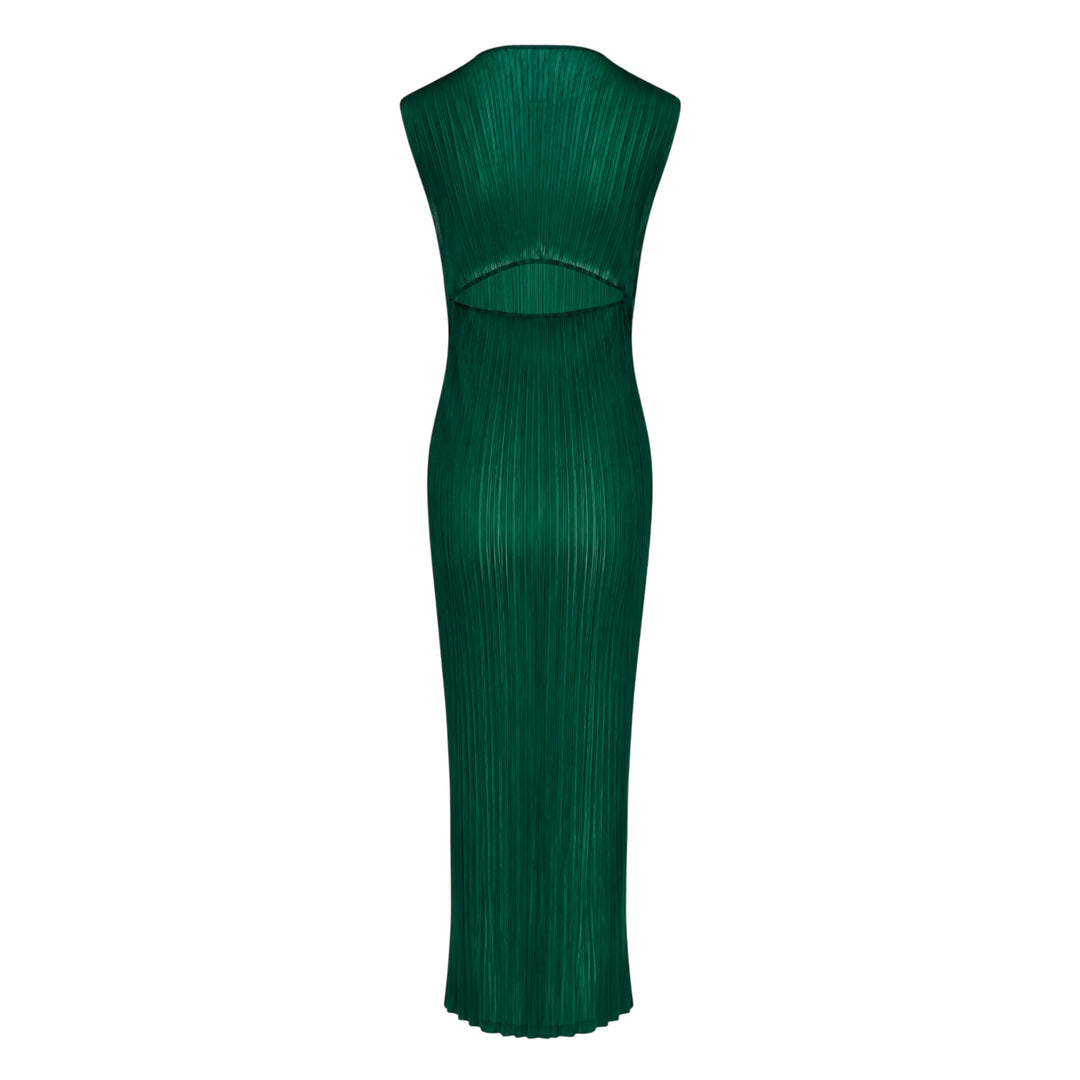 Sheer Slit Pleated Dress