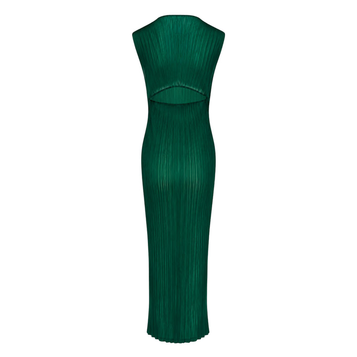 Sheer Slit Pleated Dress