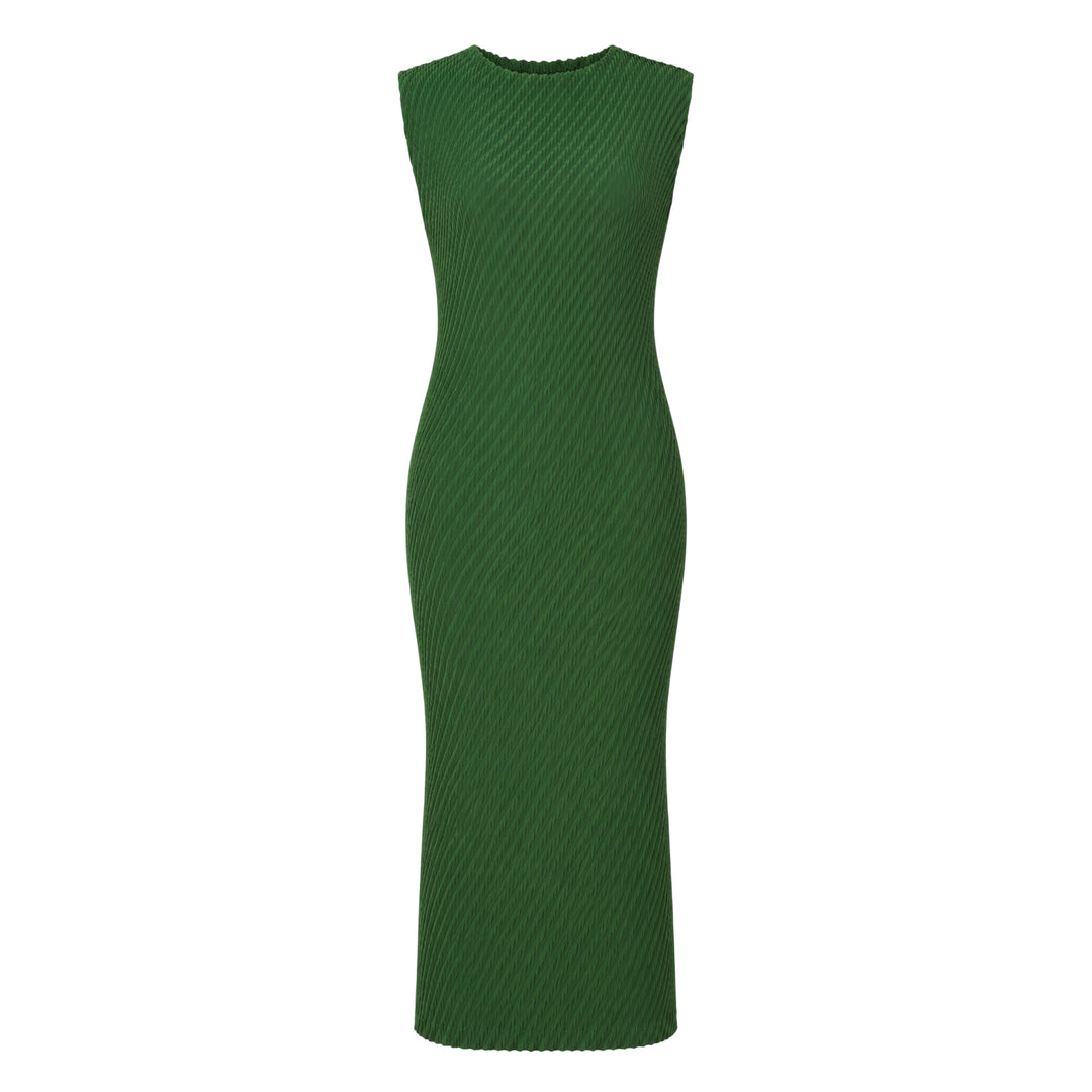 Rhombus Pleats Midi Dress