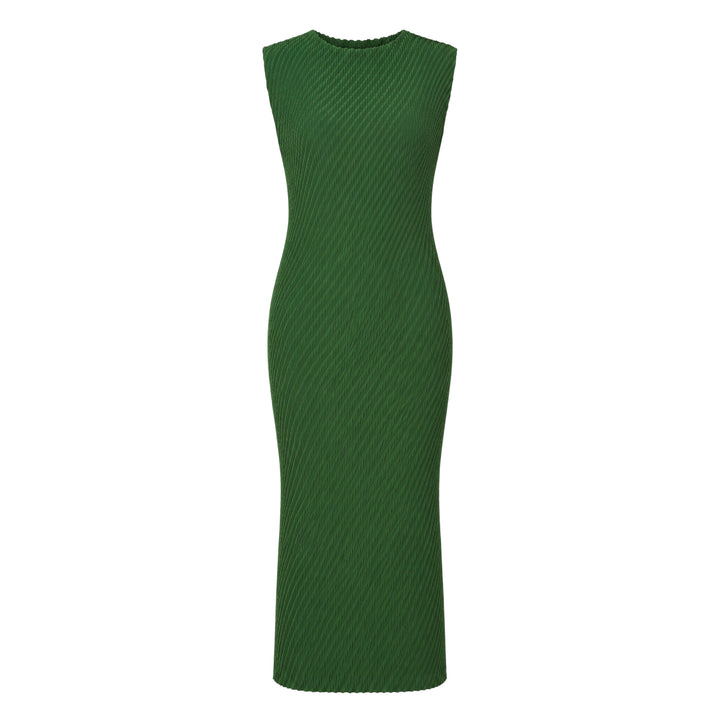 Rhombus Pleats Midi Dress