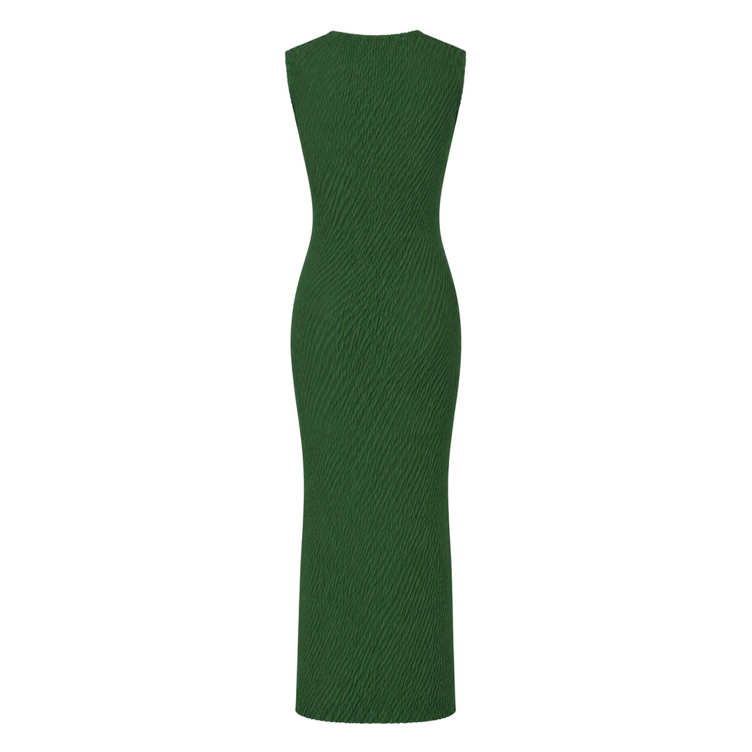 Rhombus Pleats Midi Dress