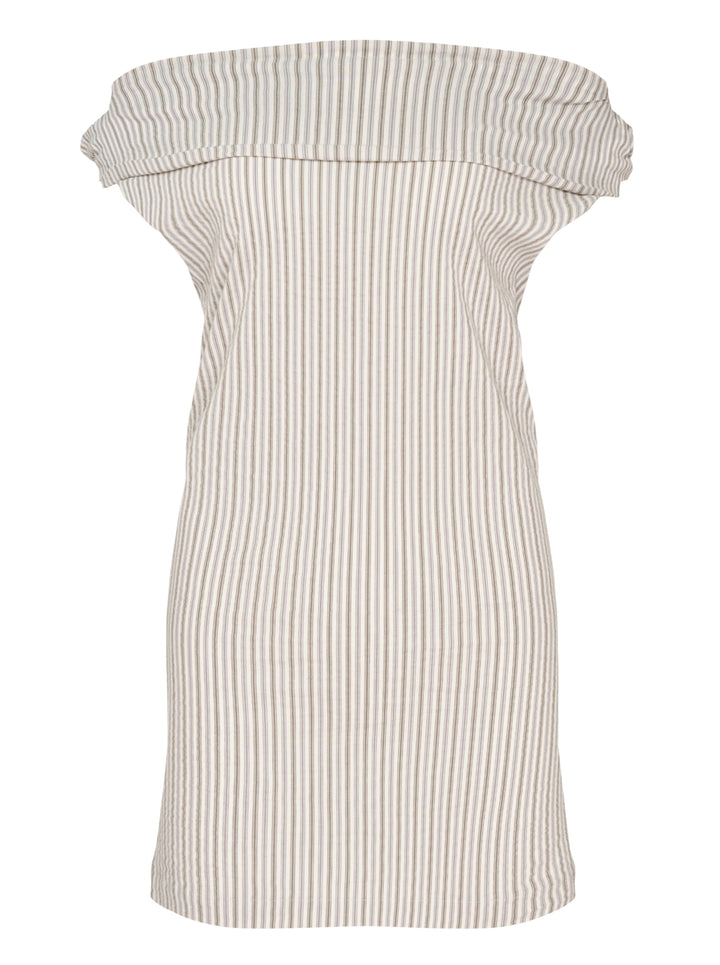ISSEY MIYAKE Striped Off-Shoulder Dress