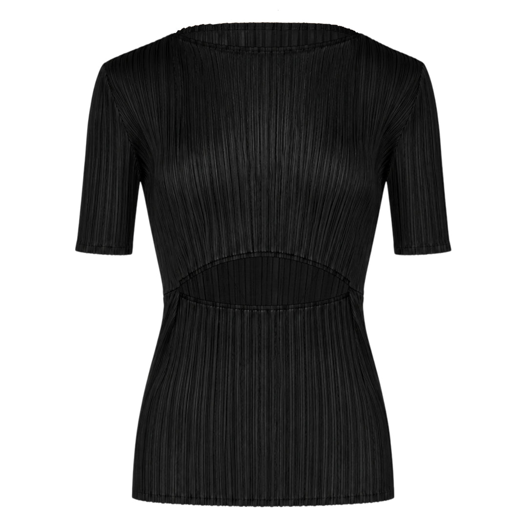 Pleated Cut-Out Short Sleeve Top