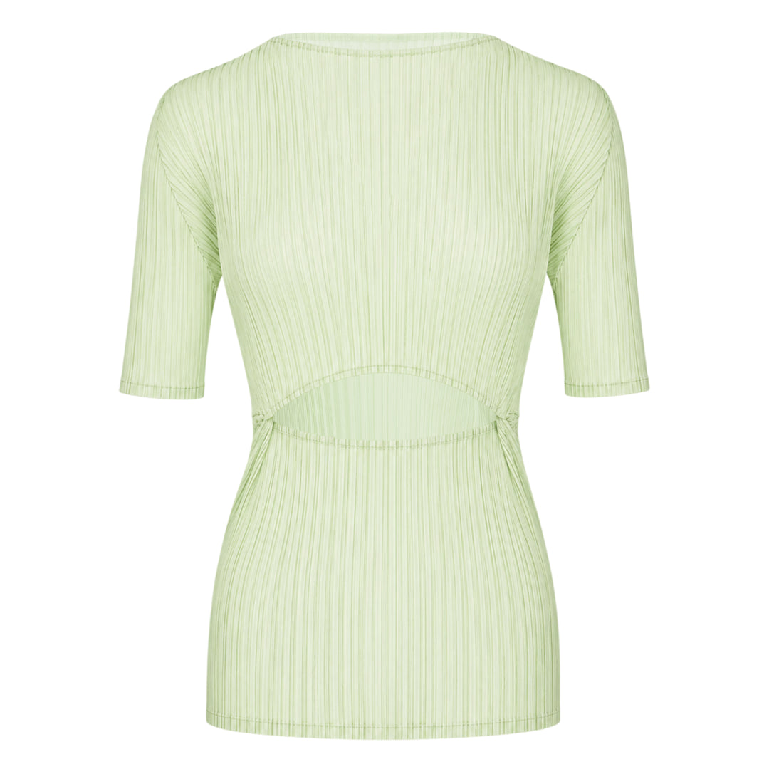 Pleated Cut-Out Short Sleeve Top