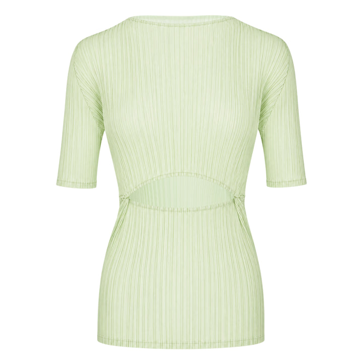 Pleated Cut-Out Short Sleeve Top