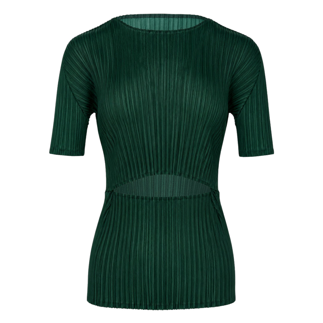 Pleated Cut-Out Short Sleeve Top