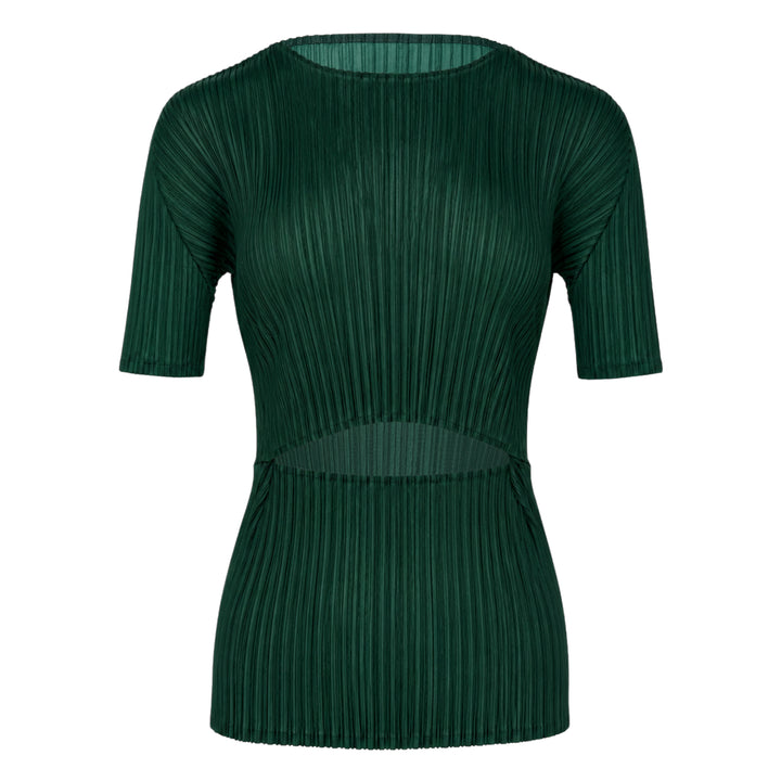 Pleated Cut-Out Short Sleeve Top