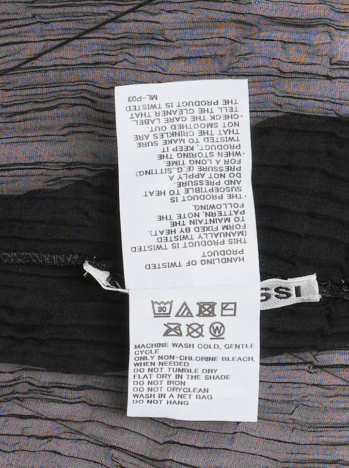 Issey Miyake sheer black chiffon twist cardigan with crinkled pleated texture, round neckline and button-front closure - view 3
