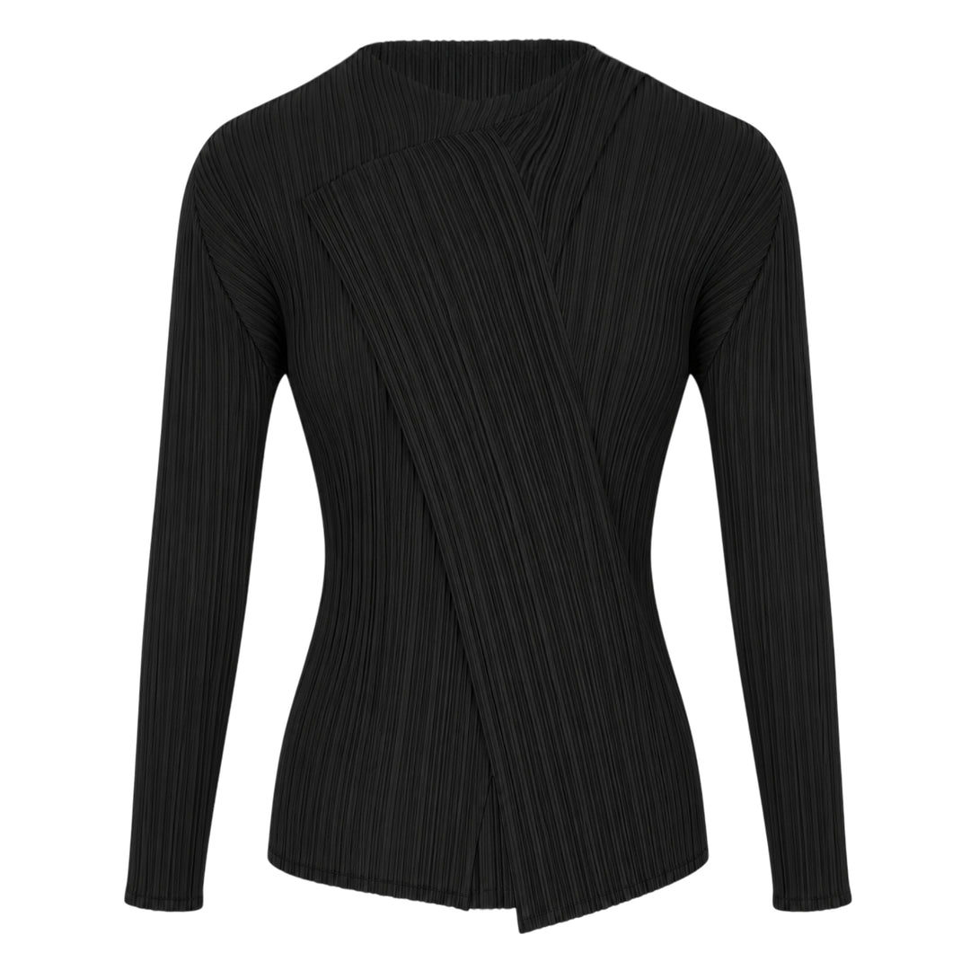 Sheer Slit Pleated Cardigan