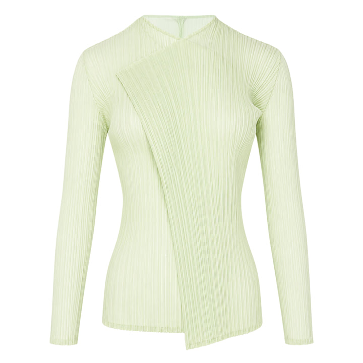 Sheer Slit Pleated Cardigan