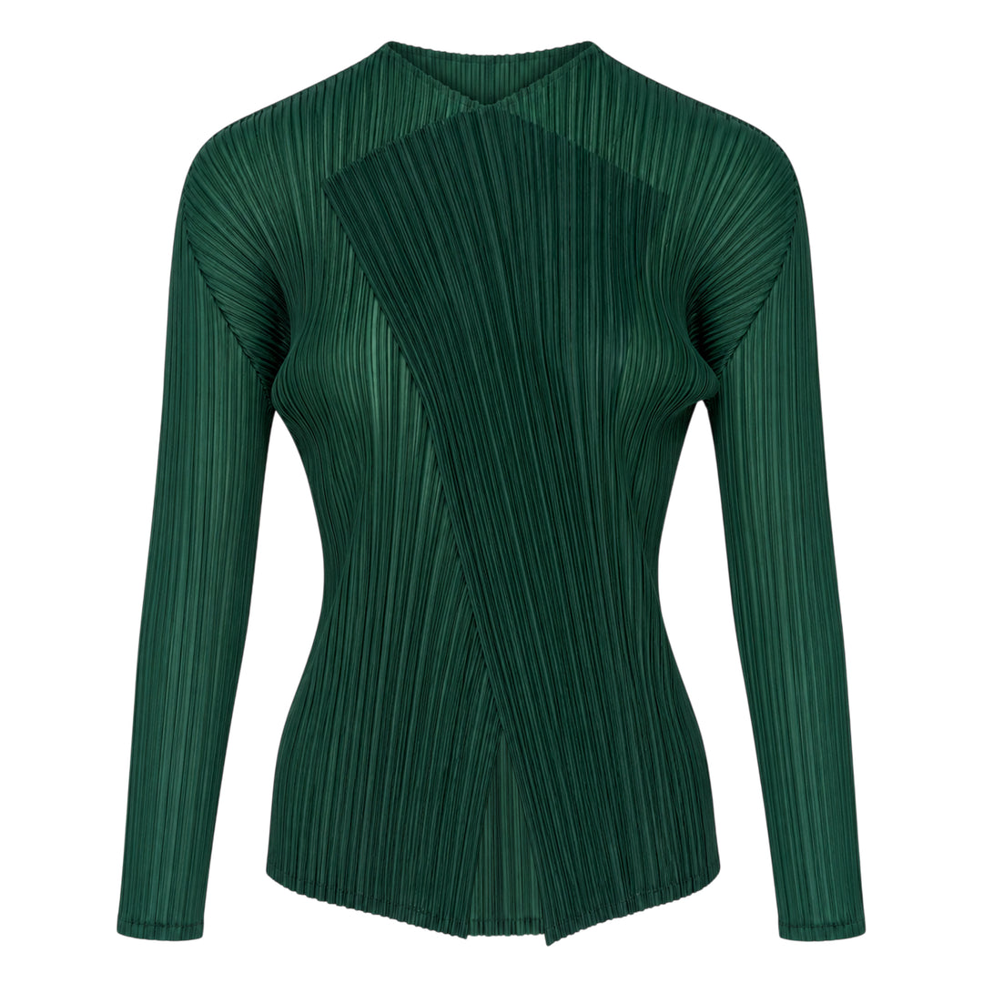 Sheer Slit Pleated Cardigan