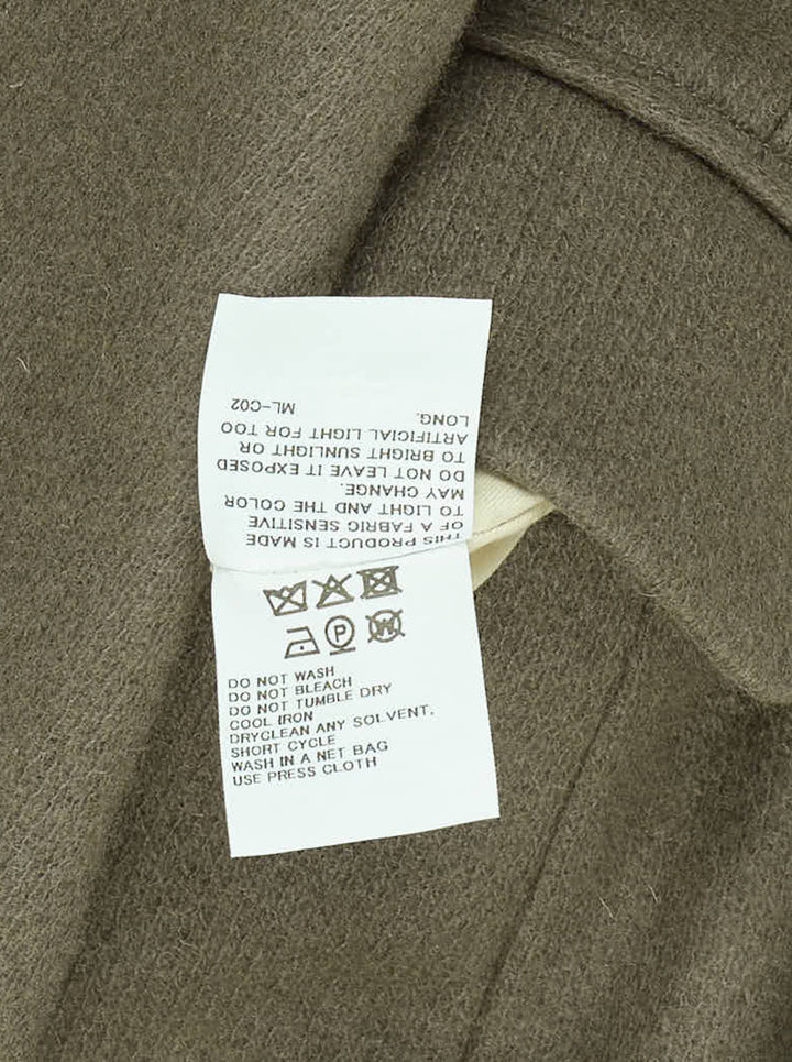 Issey Miyake Manner jacket in olive wool with integrated draped scarf collar and single button fastening - view 3