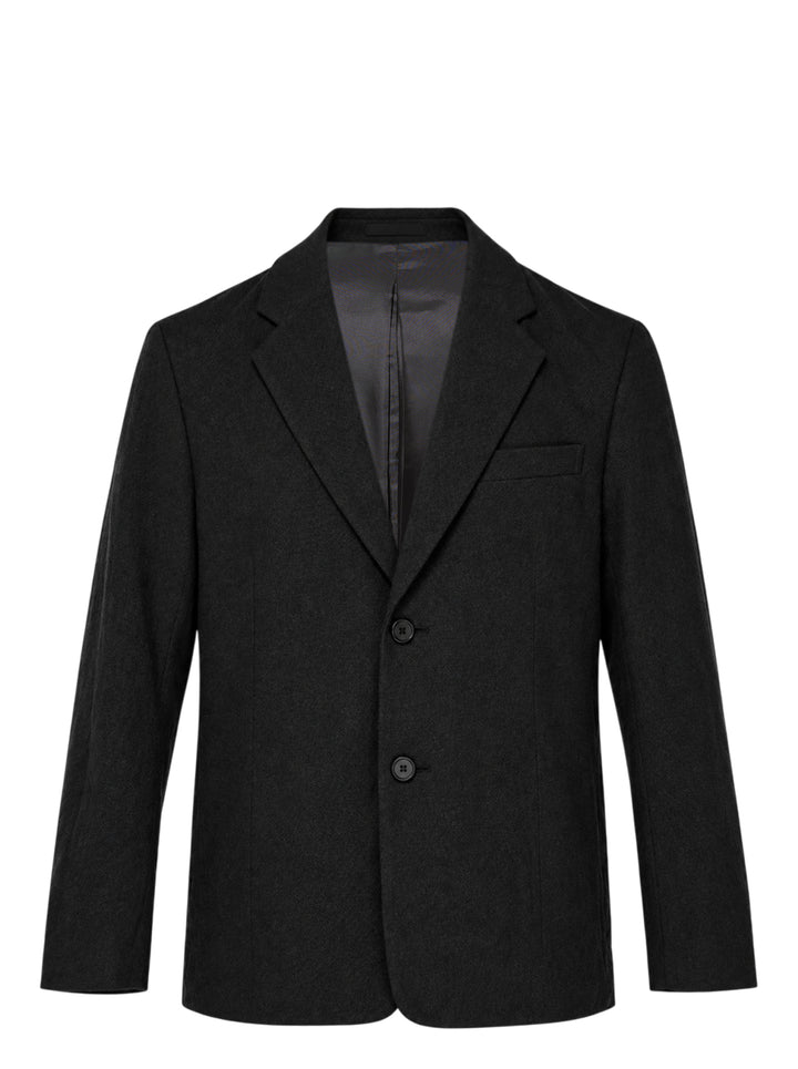 IM Men black shrink wool single-breasted jacket with notch lapels, two buttons and a chest welt pocket