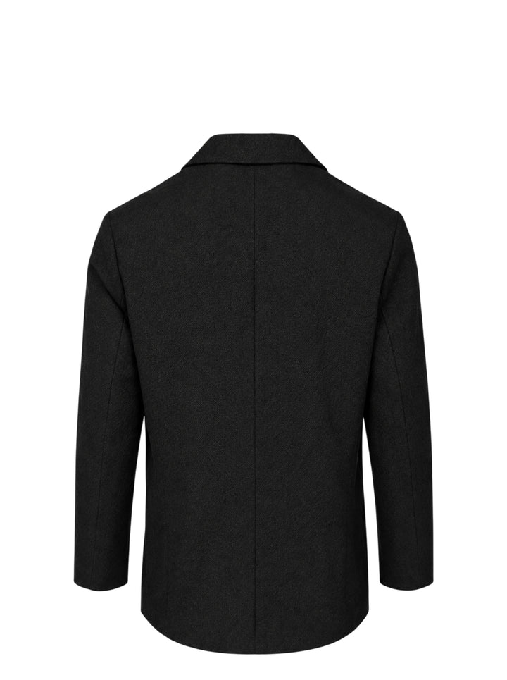IM Men black shrink wool single-breasted jacket with notch lapels, two buttons and a chest welt pocket - view 2