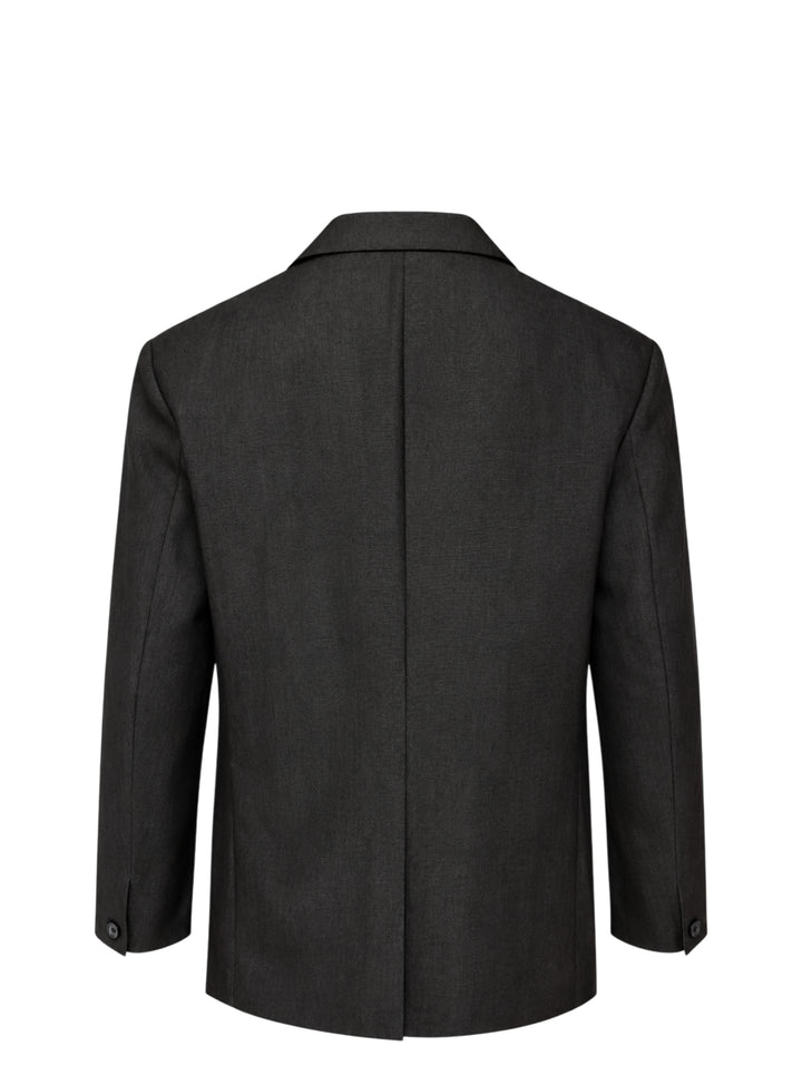 IM MEN Gradation Wool single-breasted charcoal jacket with notch lapels, flap pockets and patterned lining - view 2