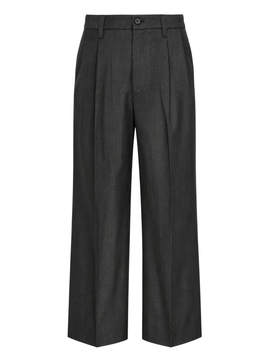 IM MEN Gradation Wool Pants in charcoal grey with front pleat, pressed crease and wide straight leg, shown from the front