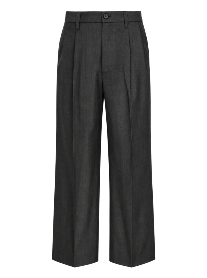 IM MEN Gradation Wool Pants in charcoal grey with front pleat, pressed crease and wide straight leg, shown from the front