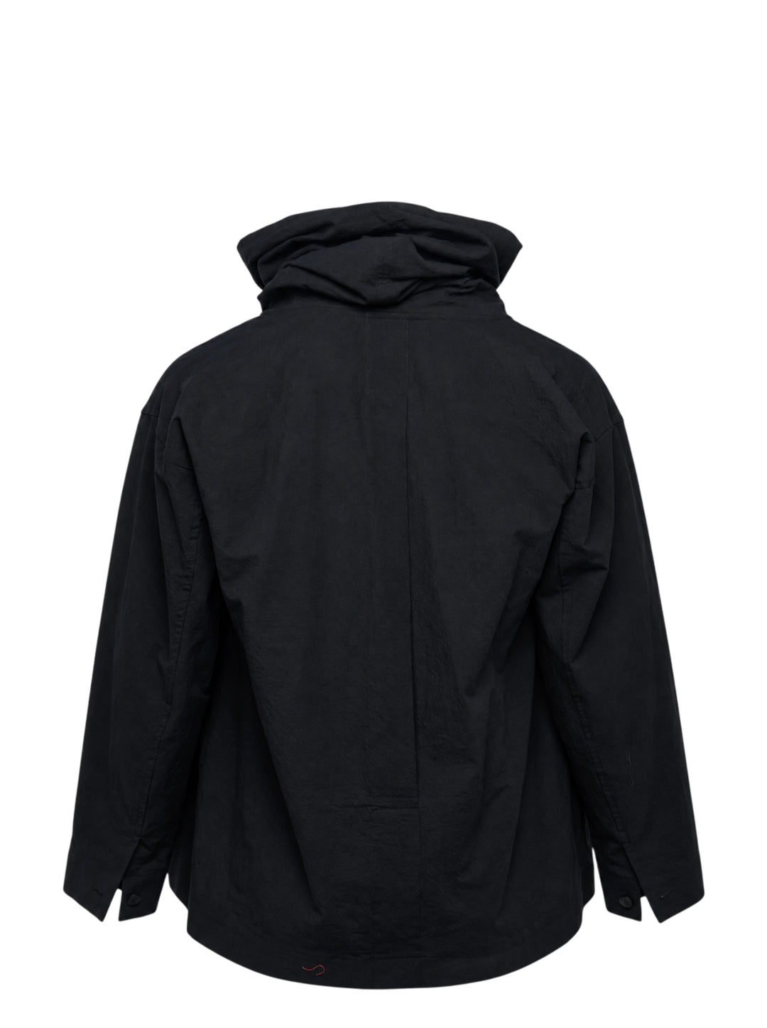 IM MEN Cotton Yak oversized long sleeve top in black with a dramatic gathered funnel neck, flat lay on white background - view 2