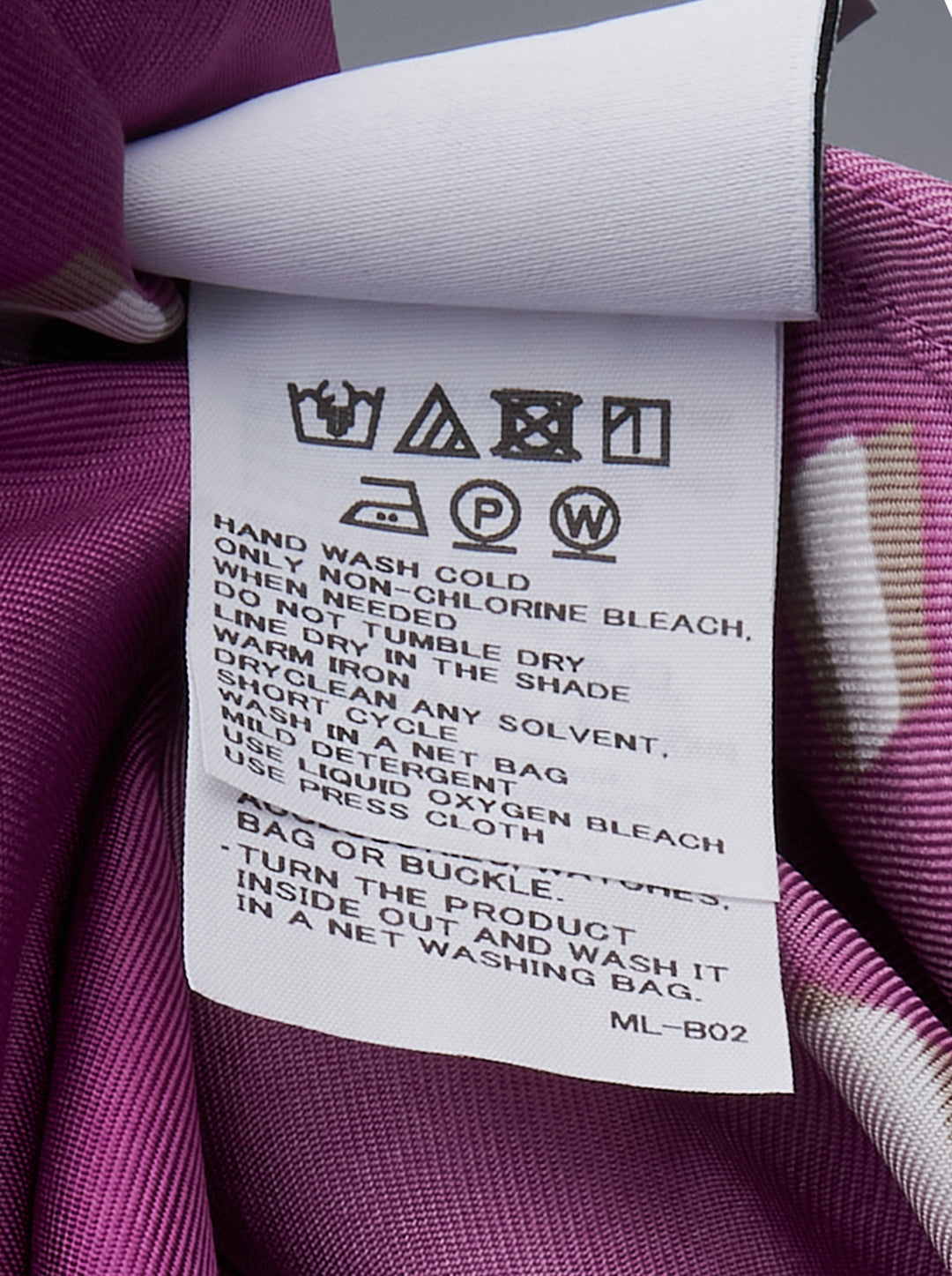 IM Men Merry Satin Shirt in vibrant purple featuring an all-over scattered geometric crystal print, a draped scarf collar, long sleeves with buttoned cuffs, and a chest patch pocket - view 3