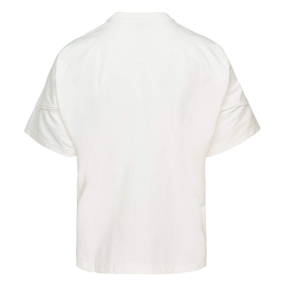 IM MEN Turn Tee in black — back view showing oversized boxy silhouette, dropped shoulders, ribbed crew neck, and short sleeves