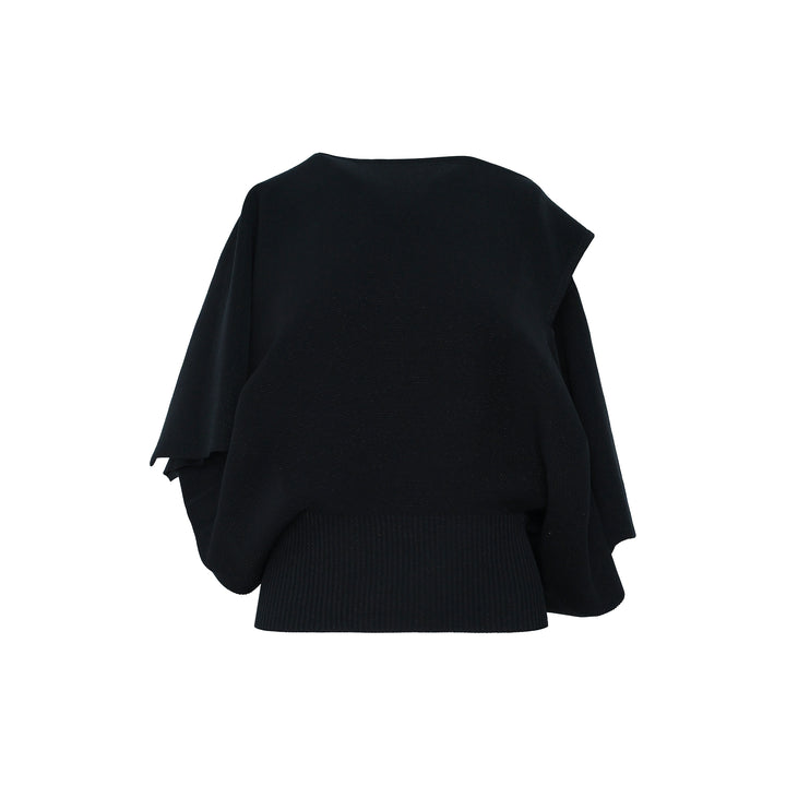 Pottery Crease Glitter Asymmetric Knit Top