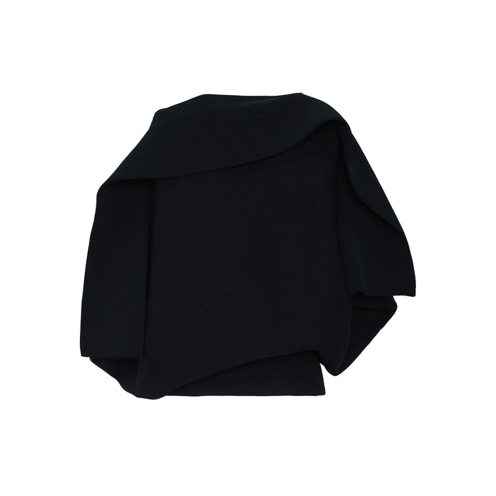 Pottery Crease Glitter Asymmetric Knit Top