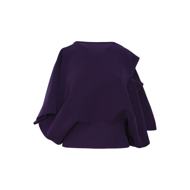 Pottery Crease Glitter Asymmetric Knit Top