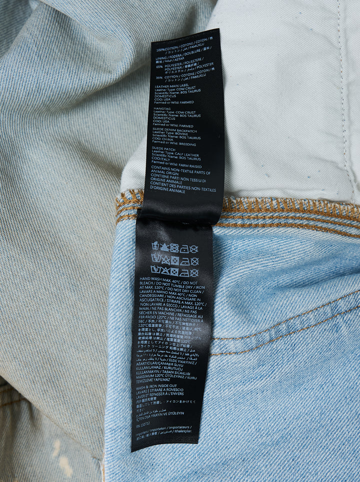 Amiri lightweight carpenter jeans in a distressed light wash with double-knee panels and hammer loop, shown from the front - view 5