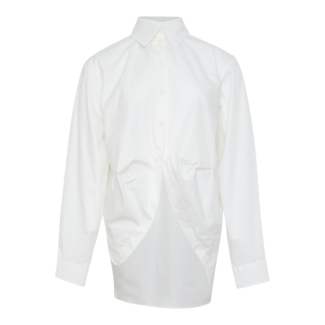 Cotton Poplin Draped Shirt