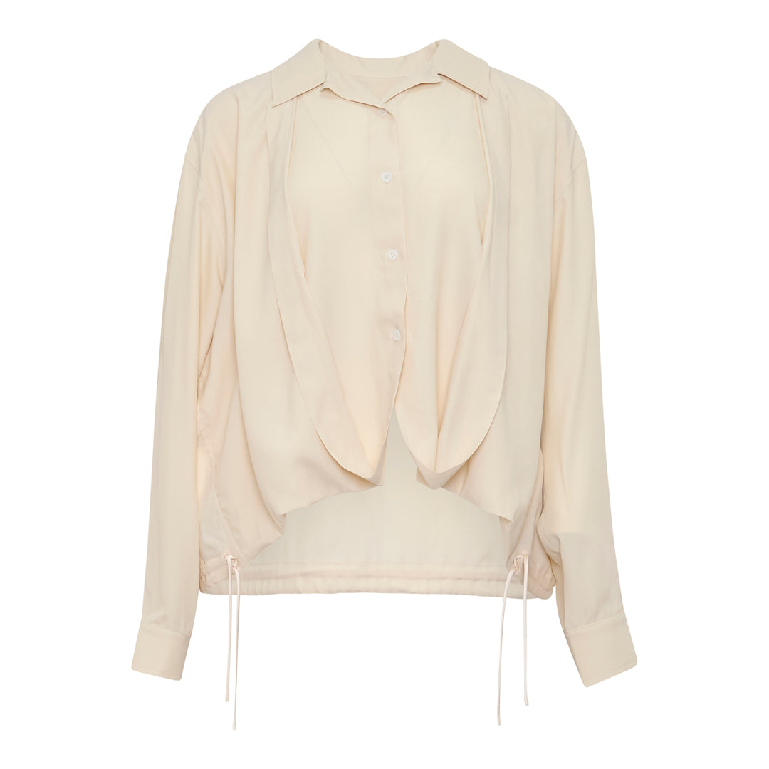 Layered Blouse with Tucked Hem