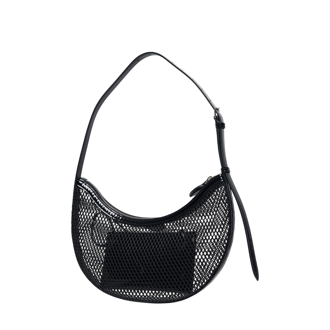 Demi Lune Net Patent Shoulder Bag