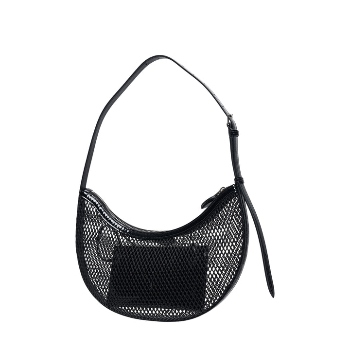 Demi Lune Net Patent Shoulder Bag