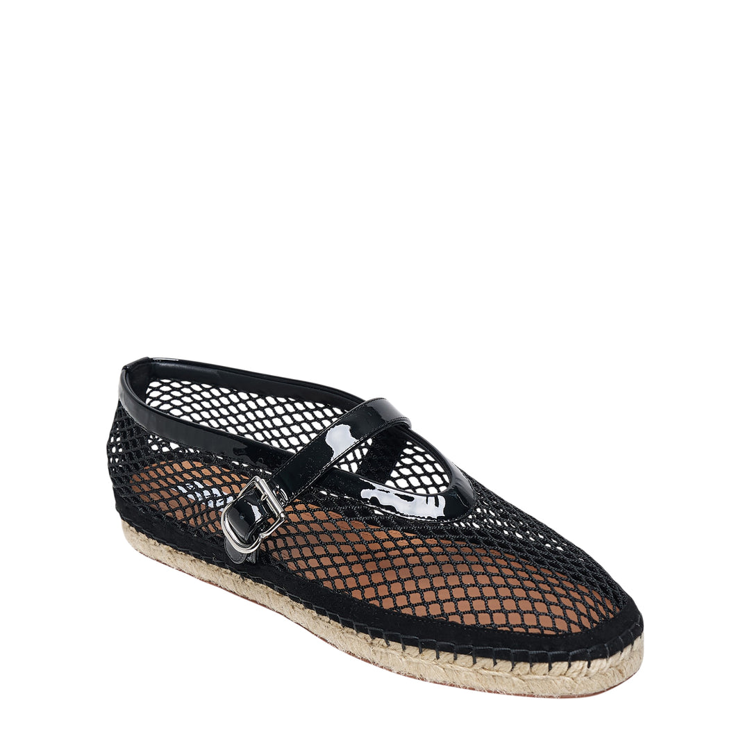 Fishnet Patent Espadrille Flats