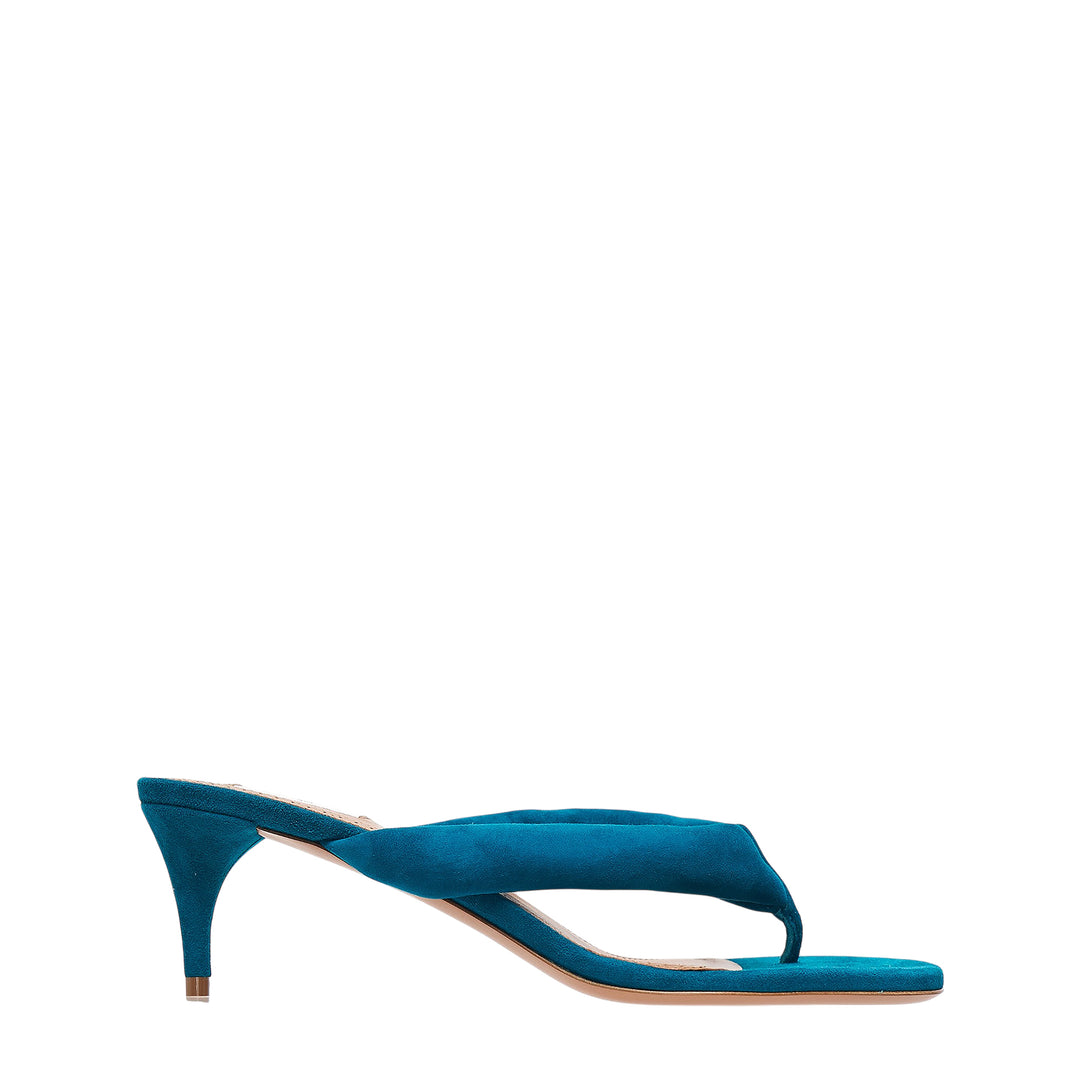 Padded Suede Thong Heeled Sandals