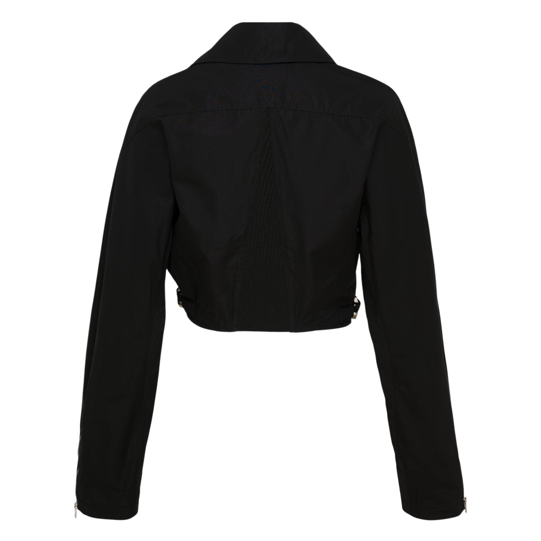 Cropped Biker Cotton Poplin Jacket