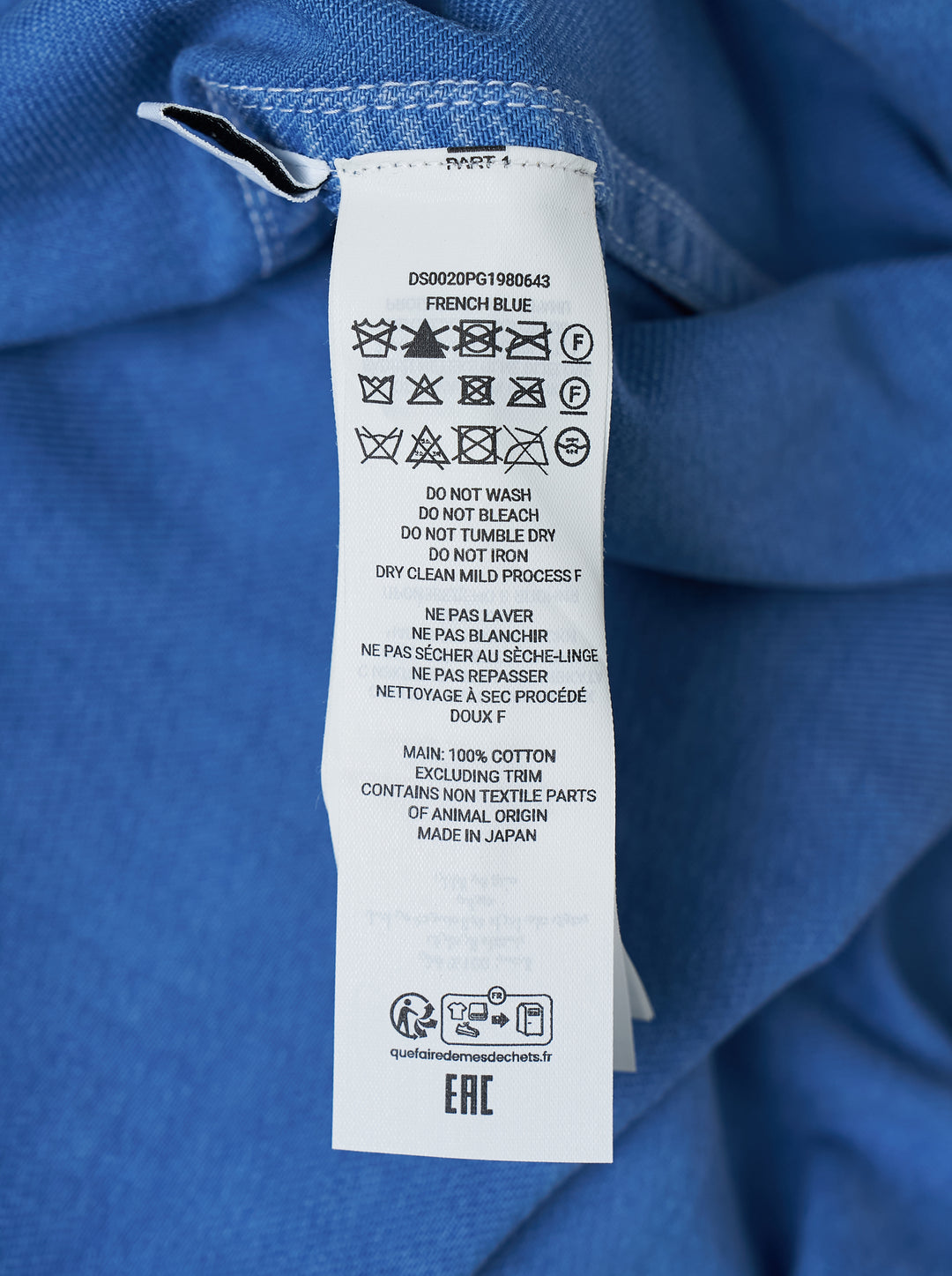 JW Anderson oversized long sleeve shirt in washed blue cotton twill with two chest pockets and an embroidered anchor logo - view 4