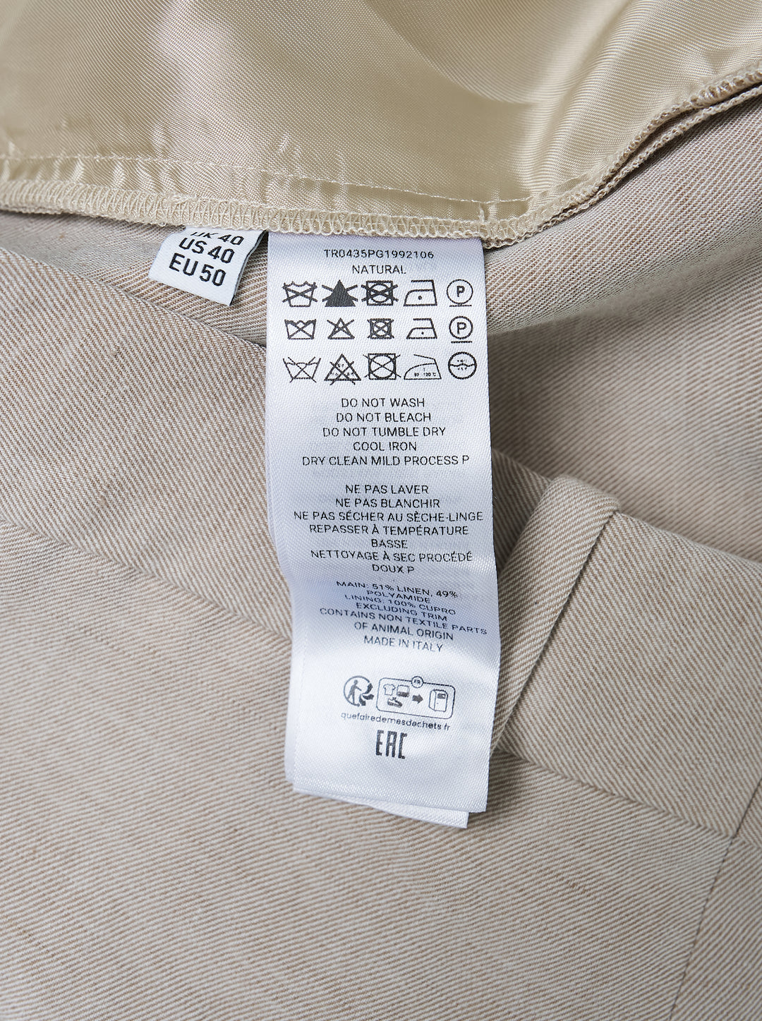 JW Anderson single pleat wide-leg trousers in oatmeal linen, shown from the front - view 3