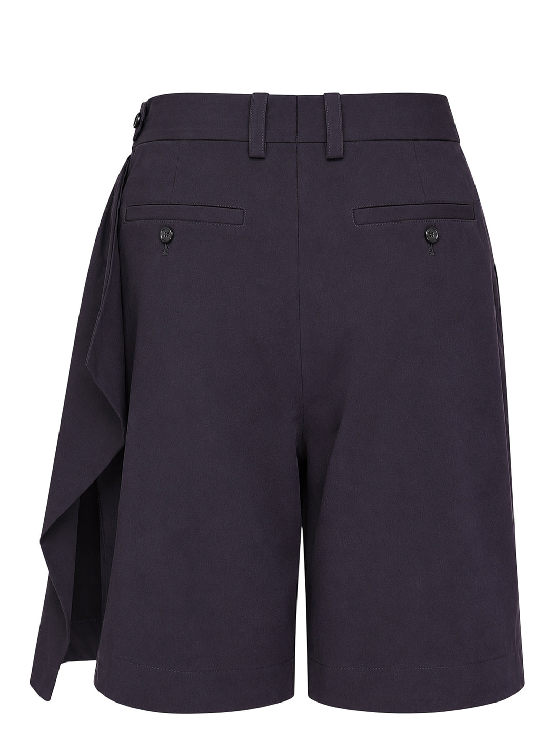 JW Anderson charcoal draped wrap skort with gathered hip detail and asymmetric overlapping hem - view 2