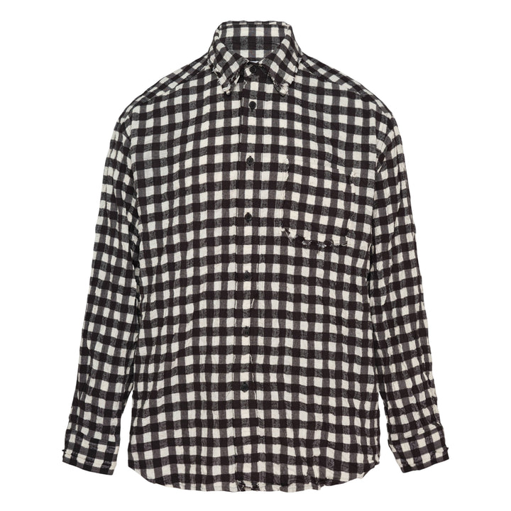 Long Sleeve Crinkled Check Shirt