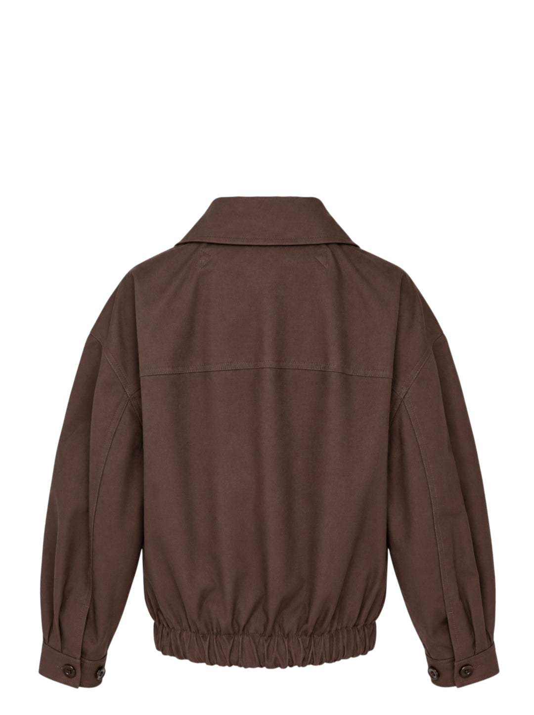Lemaire short blouson in brown heavy cotton with pointed collar, flap pockets and elasticated hem - view 2