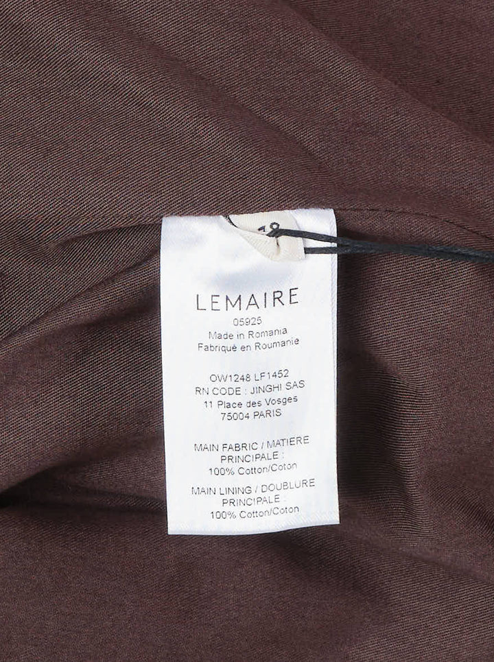 Lemaire short blouson in brown heavy cotton with pointed collar, flap pockets and elasticated hem - view 3