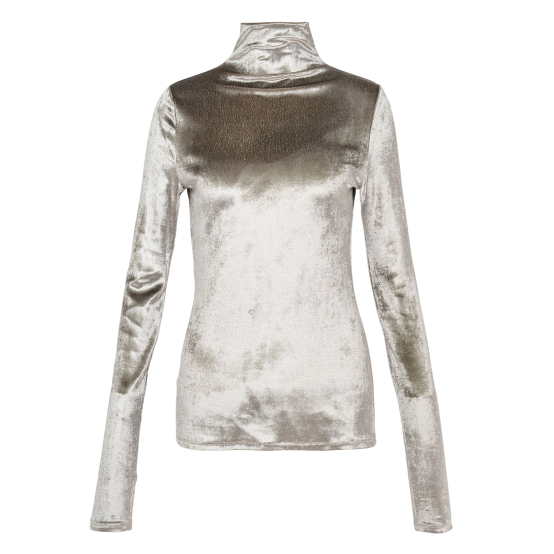 Fitted High Neck Velvet Top