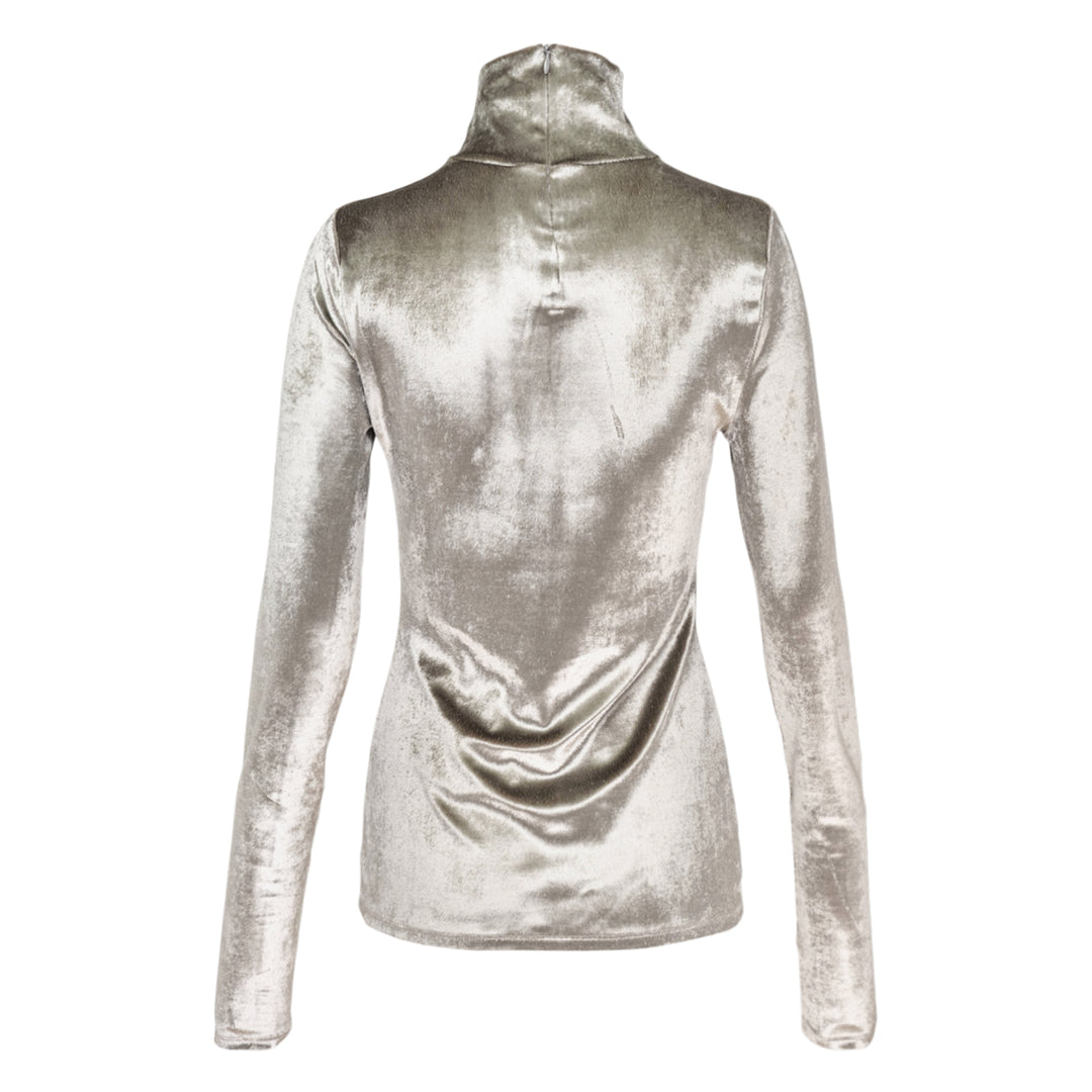 Fitted High Neck Velvet Top