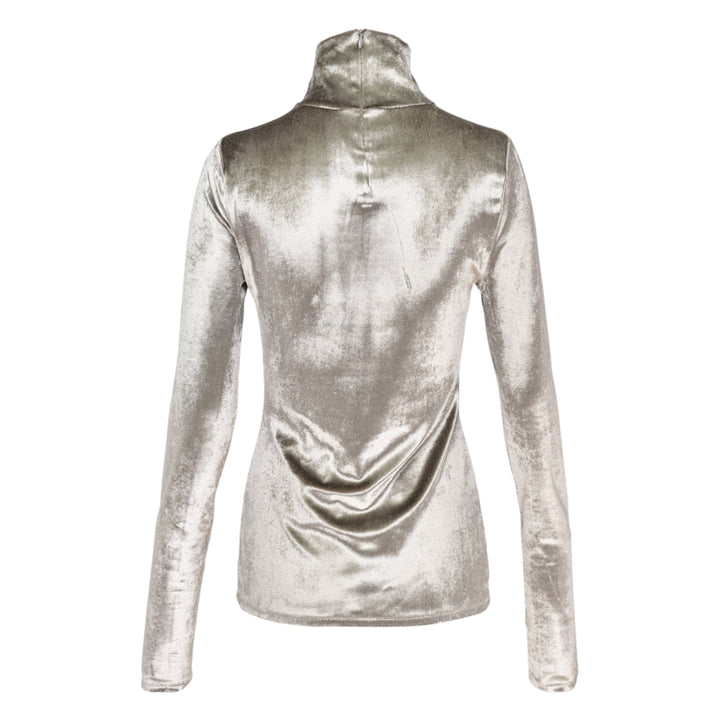 Fitted High Neck Velvet Top